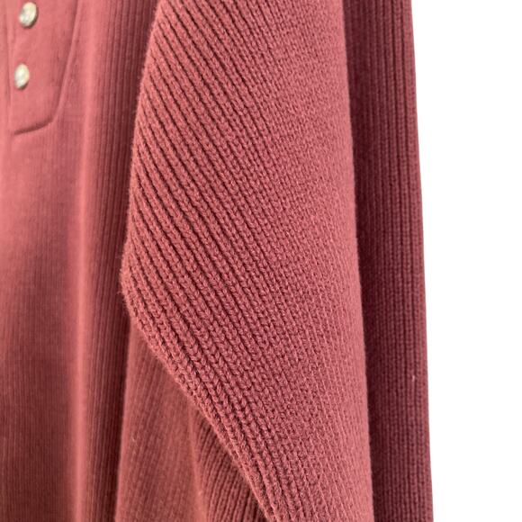 Vintage LL Bean Burgundy 5 Button Henley Cotton Fisherman Knit Sweater XXL Tall - Picture 8 of 15